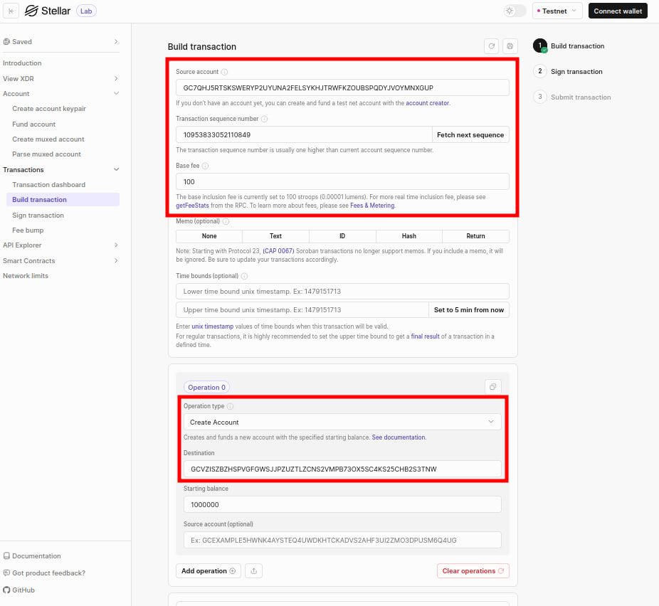Build transaction